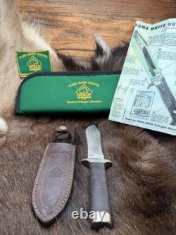 2004 Puma 80 6374 Leather Hunter Knife Leather Handles With Sheath Mint In Box