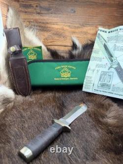 2004 Puma 80 6374 Leather Hunter Knife Leather Handles With Sheath Mint In Box