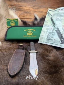 2004 Puma 80 6374 Leather Hunter Knife Leather Handles With Sheath Mint In Box