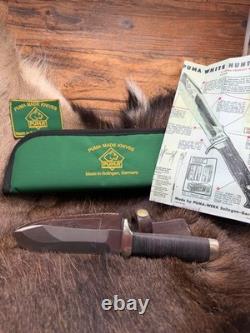 2004 Puma 80 6374 Leather Hunter Knife Leather Handles With Sheath Mint In Box 2004 Puma 80 6374 Leather Hunter Knife Leather Handles With Sheath Mint In Box