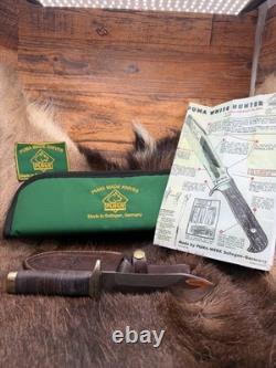 2004 Puma 80 6374 Leather Hunter Knife Leather Handles With Sheath Mint In Box
