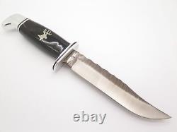2009 Buck 119 Special Custom Buffalo Horn Deer Inlay Fixed Blade Hunting Knife