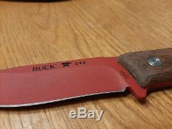 2015 Buck 104 USA Compadre Camp Knife Rare Red Blade With Sheath Never Used