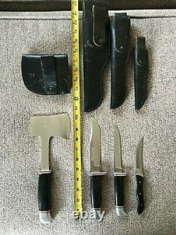 4 Vintage Buck Knives Buck 106 Hatchet 67-72, 119 Knife, 105 Knife, 107 Knife