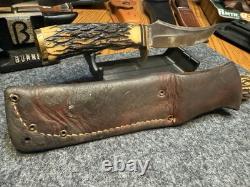 498 Schrade 49er Goldrush Vintage Fixed Blade Hunting Knife No Tang Stamp USA