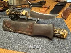 498 Schrade 49er Goldrush Vintage Fixed Blade Hunting Knife No Tang Stamp USA