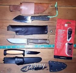 5 Fixed Blade Knives & Sheaths Lot-Condor-Mora-Dog Paw-Al Mar-Outdoor Elements