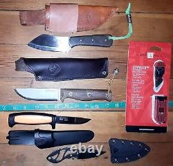 5 Fixed Blade Knives & Sheaths Lot-Condor-Mora-Dog Paw-Al Mar-Outdoor Elements