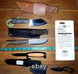 5 Fixed Blade Knives & Sheaths Lot-Condor-Mora-Dog Paw-Al Mar-Outdoor Elements