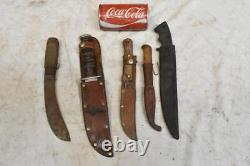 5 Hunting Knives Kauhava Puukko Dagger Finland Herter's Ka-Bar NY J Russell Co