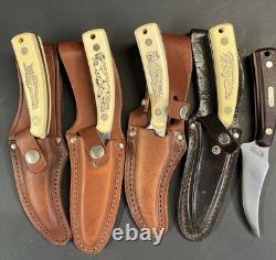 5 Schrade Scrimshaw Fixed Blade Knives Knife Lot