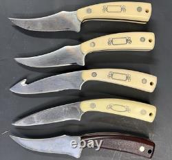 5 Schrade Scrimshaw Fixed Blade Knives Knife Lot