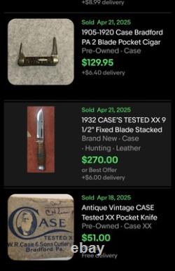 6-1932 CASE'S TESTED XX Fixed Blade Stacked Leather Knife. CASE BRADFORD, PA LOT