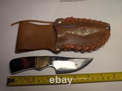 6 3/4 Custom Skinning Knife and Leather Rattlesnake Sheath