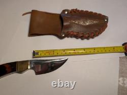 6 3/4 Custom Skinning Knife and Leather Rattlesnake Sheath