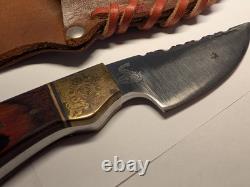 6 3/4 Custom Skinning Knife and Leather Rattlesnake Sheath