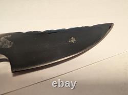 6 3/4 Custom Skinning Knife and Leather Rattlesnake Sheath