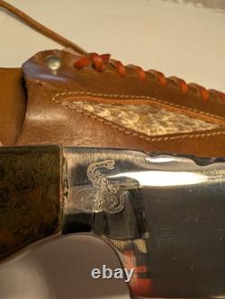 6 3/4 Custom Skinning Knife and Leather Rattlesnake Sheath