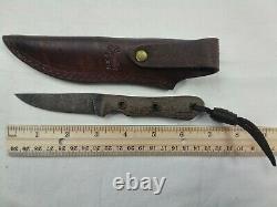 6.75 Brown SMITH & SONS Fixed Blade Hunting Knife with Leather Sheath