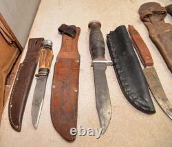 7 hunting knives collectible sheath knife Case, Marbles, Schrade H-15 & more lot