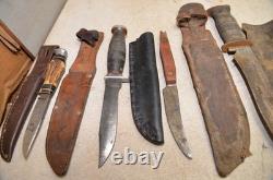 7 hunting knives collectible sheath knife Case, Marbles, Schrade H-15 & more lot