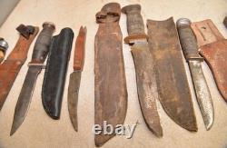 7 hunting knives collectible sheath knife Case, Marbles, Schrade H-15 & more lot