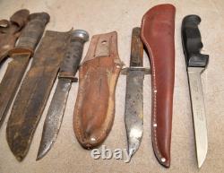 7 hunting knives collectible sheath knife Case, Marbles, Schrade H-15 & more lot