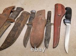 7 hunting knives collectible sheath knife Case, Marbles, Schrade H-15 & more lot