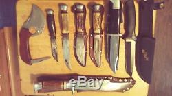8 vintage fixed blade hunting knives lot Case XX, buck, marble's and more