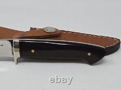 A. G. Russell Gents Hunter Fixed Blade Knife Micarta Handle Nickel Guard w Sheath