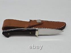 A. G. Russell Gents Hunter Fixed Blade Knife Micarta Handle Nickel Guard w Sheath