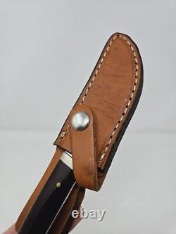 A. G. Russell Gents Hunter Fixed Blade Knife Micarta Handle Nickel Guard w Sheath