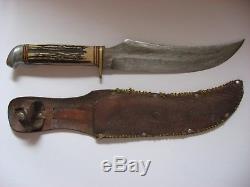 A Large Vintage Original Buffalo Skinner Knife (gudedge Germany) Bowie Style