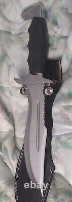 AB Custom Cutlery, Recurve Bowie Fighting Knife, D2 Blade, SS Fittings, Micarta