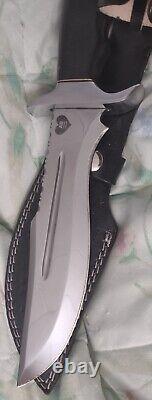 AB Custom Cutlery, Recurve Bowie Fighting Knife, D2 Blade, SS Fittings, Micarta