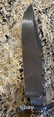 ABS John White Custom Fixed Blade Damascus Bowie Knife with Stag Handles /Sheath