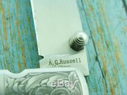 Ag Russell Engraved Stag Folding Art Jack Pocket Knife Hunting Vintage Knives Nr