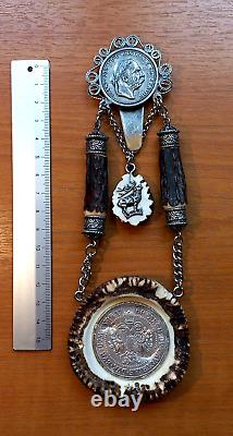 ANTIQUE Collection of 8 Decoration Elements of Austrian Ceremonial HUNTING Suit