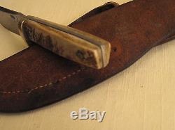 ANTIQUE HAND MADE HUNTING KNIFE WITH SHEATH by BILL SCAGEL SOLD THRU VL&A
