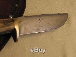 ANTIQUE HAND MADE HUNTING KNIFE WITH SHEATH by BILL SCAGEL SOLD THRU VL&A