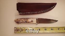 AUTHENTIC! A. G. Russell Hunting Hunting Blade Skin Knife Stag Bone Handle