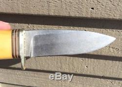 Awesome Vintage Morseth Fixed Blade Stag Handle Hunting Military Knife