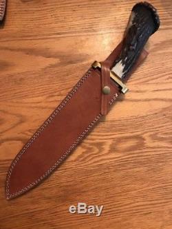 Andre Ronald Custom Handmade Crown Stag Bowie Survival Hunting Knife D2 Withcert