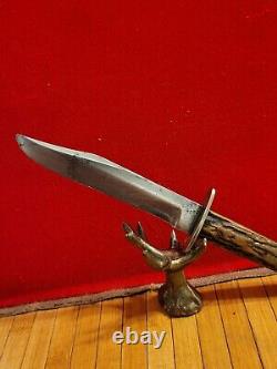 Antiq 1870's ALFRED WILLIAMS Sheffield 8.5/5 Blade Antler Stag Bowie Knife. OBO