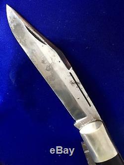 Antique 1800s Ulster Knife BIG folding Hunting Bowie Knife 2 Blade Saw near MINT