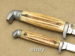 Antique 1950's Era Queen Cutlery #80 Fixed Blade Hunting Knives Two-Knife Set