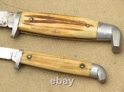 Antique 1950's Era Queen Cutlery #80 Fixed Blade Hunting Knives Two-Knife Set