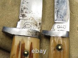 Antique 1950's Era Queen Cutlery #80 Fixed Blade Hunting Knives Two-Knife Set