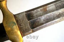 Antique 19C French Hunting Sword Long Knife Dagger with Silver Coat of Arms