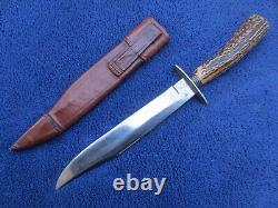 Antique 19th Century Bowie Hunting Knife And Sheath Josiah Barnes Sheffield